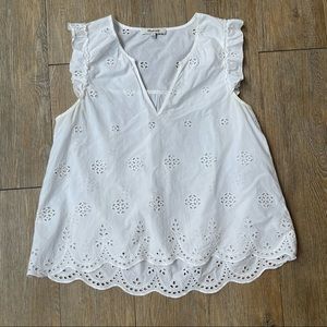 Madewell - Women's - White Cotton Short Sleeve Pleasant Top - Size Small